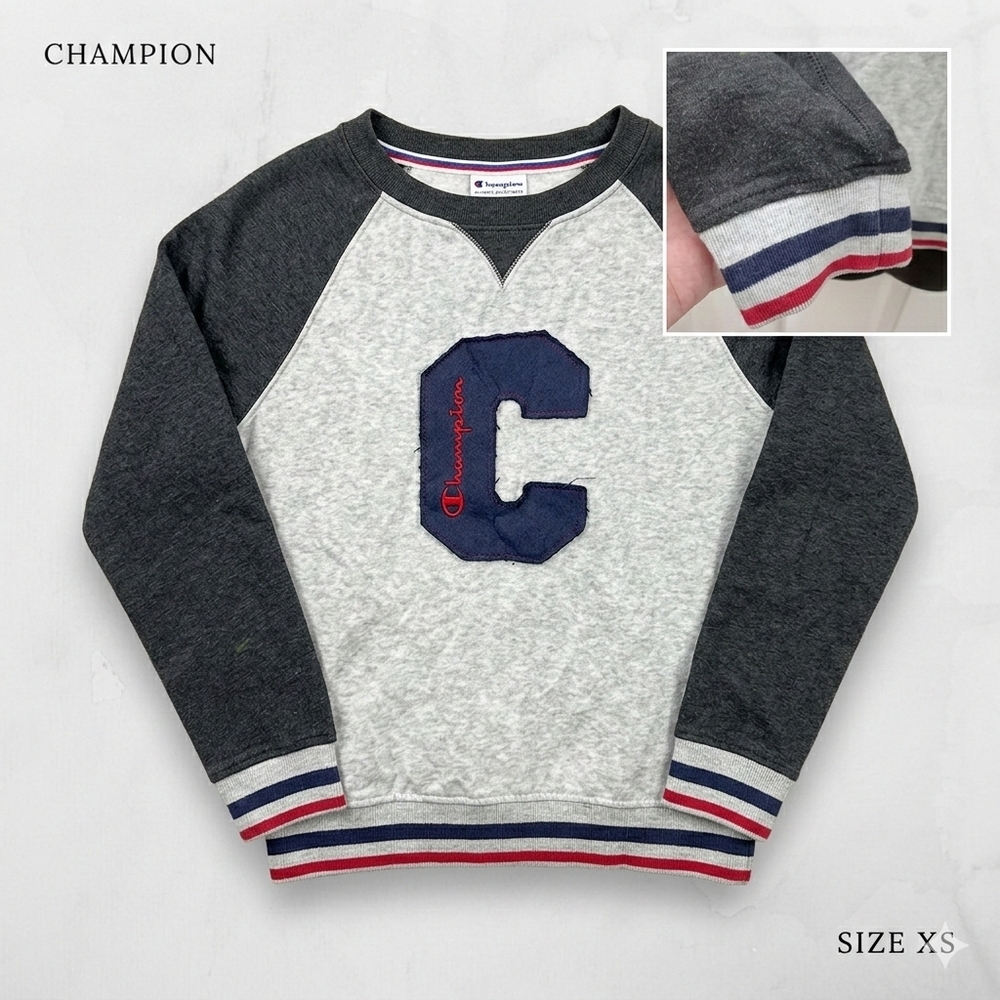 Champion Authentic Athleticwear Raglan Sweatshirt XS | Raw Edge C Patch